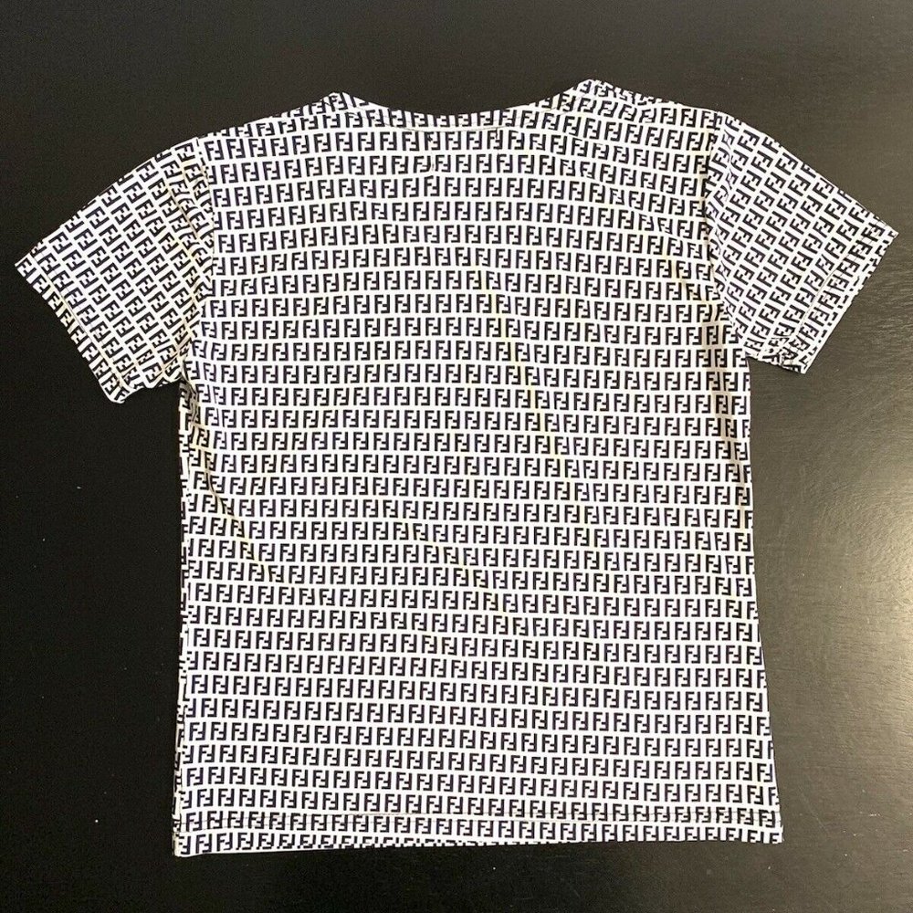FENDI MONOGRAM SHIRT NAVY/WHITE SIZE S - Picture 5 of 9